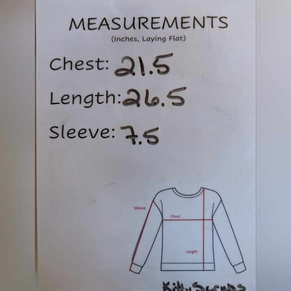 Scrub Top in Blue with Kittens and Hearts Size L - Picture 6 of 6